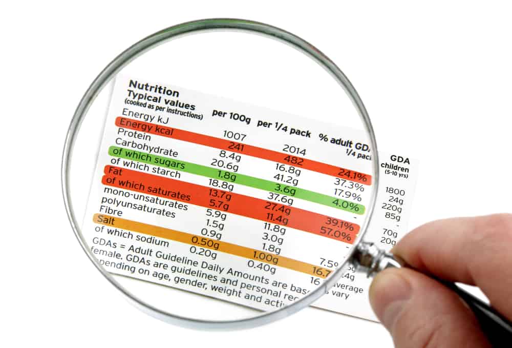 Magnifying glass over food label