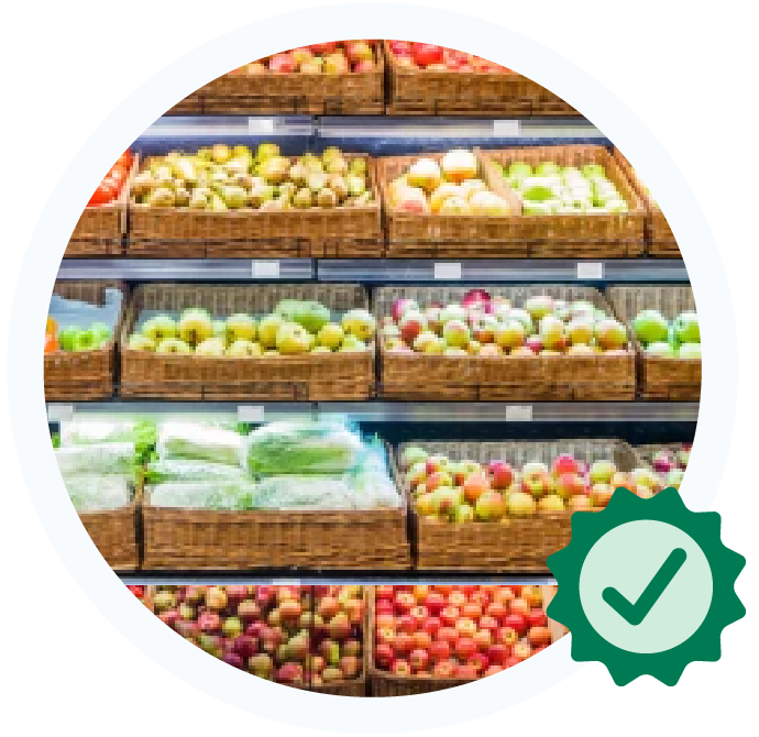 fresh produce on a store shelf